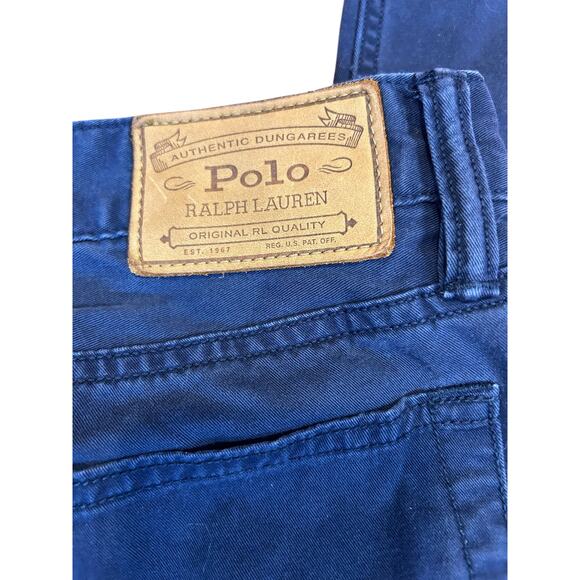 POLO RALPH LAUREN Navy Blue 5 Pocket Cotton Straight Pants Men's Size 33 x 32 - Picture 7 of 9